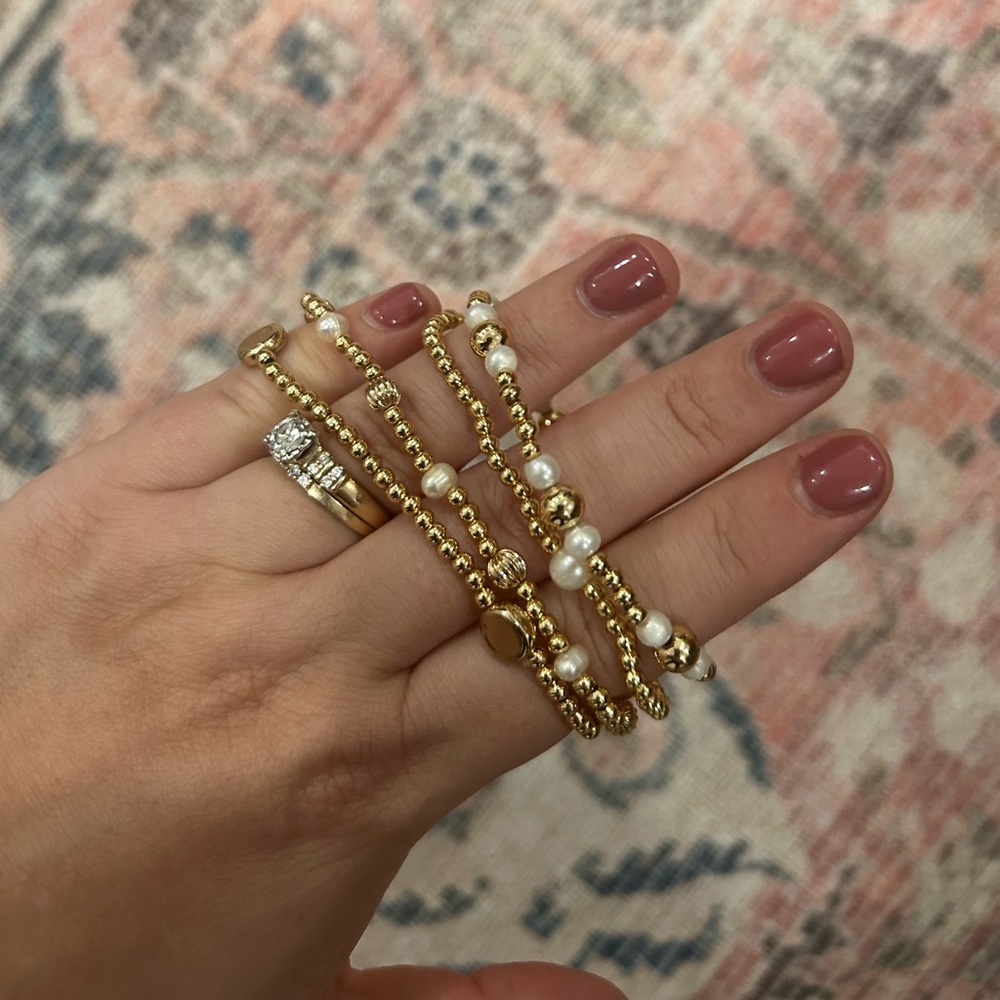 Victoria Emerson Set of Gold / Pearl Bracelets
